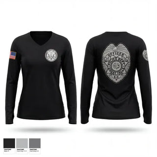Womens Long Sleeve Vneck Shirt, Great Falls Police Department, Police, Teamtime, Team time, sublimation, custom sports apparel, team uniforms, spirit wear, spiritwear, sports uniforms, custom shirts, team store, custom team store, fundraiser sports, apparel fundraiser