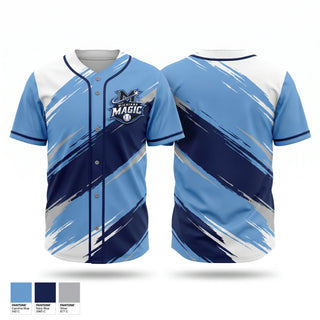Full Button Baseball Jersey, Michiana Magic Baseball Club, Baseball, Teamtime, Team time, sublimation, custom sports apparel, team uniforms, spirit wear, spiritwear, sports uniforms, custom shirts, team store, custom team store, fundraiser sports, apparel fundraiser