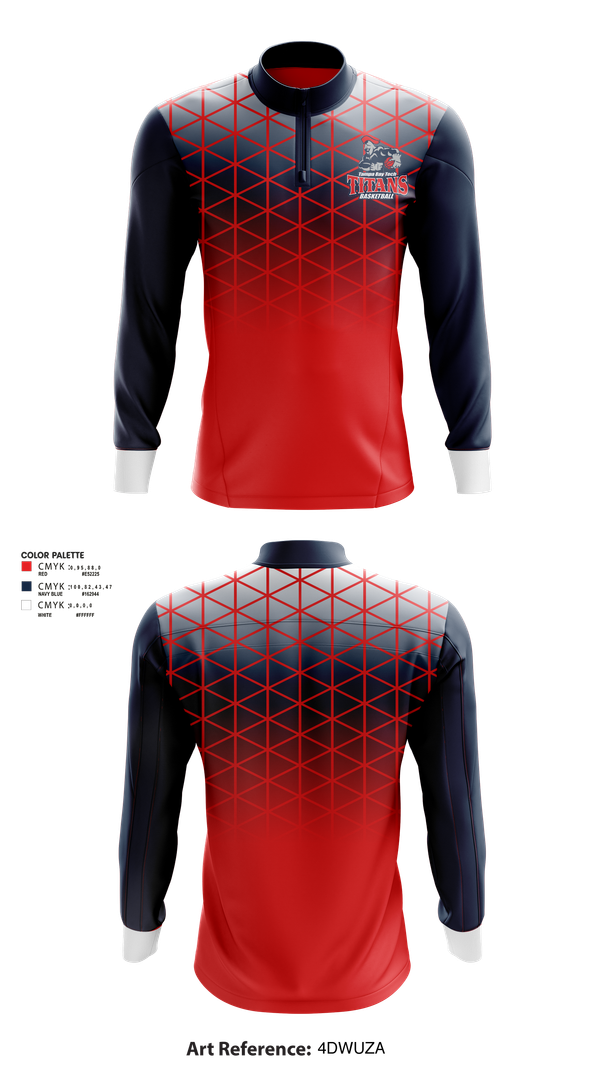 Quarter Zip Jacket, Tampa Bay Tech Titans Basketball, Men's Basketball, Teamtime, Team time, sublimation, custom sports apparel, team uniforms, spirit wear, spiritwear, sports uniforms, custom shirts, team store, custom team store, fundraiser sports, apparel fundraiser