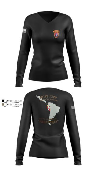 Womens Long Sleeve Vneck Shirt, , Army, Teamtime, Team time, sublimation, custom sports apparel, team uniforms, spirit wear, spiritwear, sports uniforms, custom shirts, team store, custom team store, fundraiser sports, apparel fundraiser