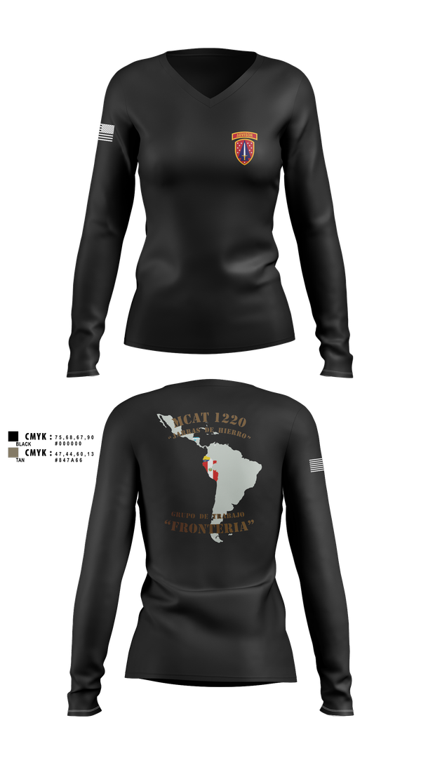 Womens Long Sleeve Vneck Shirt, , Army, Teamtime, Team time, sublimation, custom sports apparel, team uniforms, spirit wear, spiritwear, sports uniforms, custom shirts, team store, custom team store, fundraiser sports, apparel fundraiser