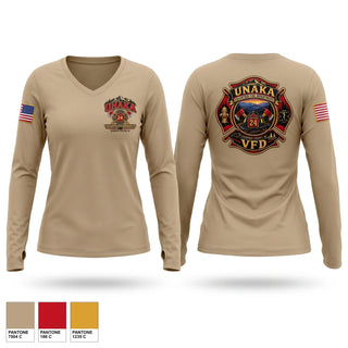 Womens Long Sleeve Vneck Shirt, Unaka Volunteer Fire Department, Fire Department, Teamtime, Team time, sublimation, custom sports apparel, team uniforms, spirit wear, spiritwear, sports uniforms, custom shirts, team store, custom team store, fundraiser sports, apparel fundraiser