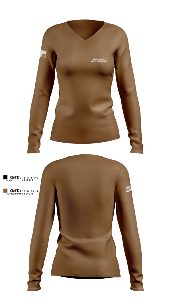 Womens Long Sleeve Vneck Shirt, Suffolk County Sheriff’s Department, , Teamtime, Team time, sublimation, custom sports apparel, team uniforms, spirit wear, spiritwear, sports uniforms, custom shirts, team store, custom team store, fundraiser sports, apparel fundraiser