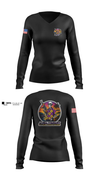 Womens Long Sleeve Vneck Shirt, Aloha 97th CA, Army, Teamtime, Team time, sublimation, custom sports apparel, team uniforms, spirit wear, spiritwear, sports uniforms, custom shirts, team store, custom team store, fundraiser sports, apparel fundraiser