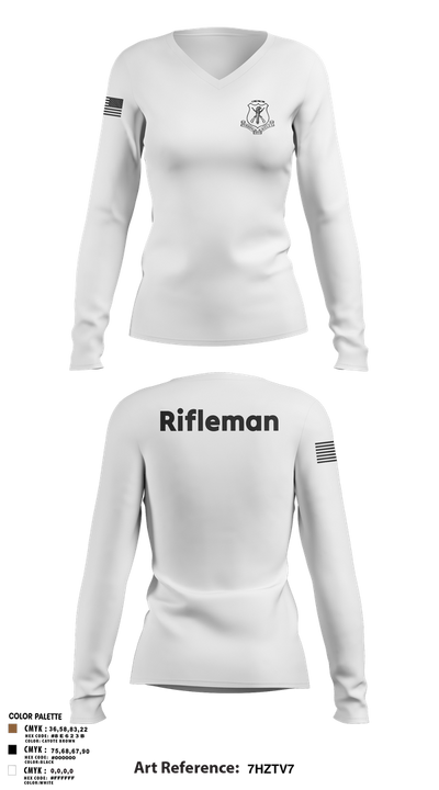 Pershing Rifles 79066987 Women's Long Sleeve V-neck Shirt - 2