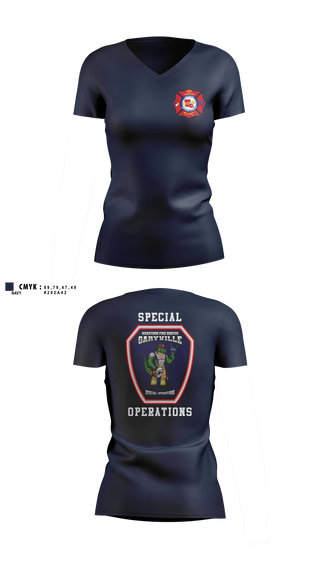 Womens Short Sleeve Vneck Shirt, Marathon Fire Rescue, Fire Department, Teamtime, Team time, sublimation, custom sports apparel, team uniforms, spirit wear, spiritwear, sports uniforms, custom shirts, team store, custom team store, fundraiser sports, apparel fundraiser