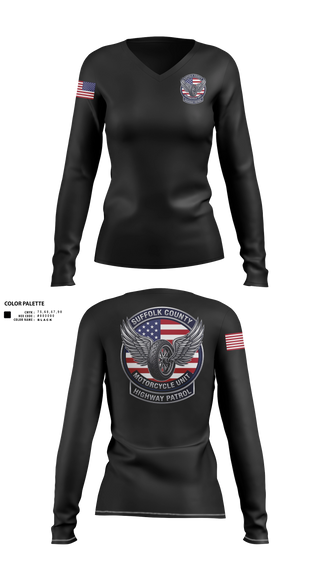 Womens Long Sleeve Vneck Shirt, SCPD Motorcycle Unit, Police, Teamtime, Team time, sublimation, custom sports apparel, team uniforms, spirit wear, spiritwear, sports uniforms, custom shirts, team store, custom team store, fundraiser sports, apparel fundraiser