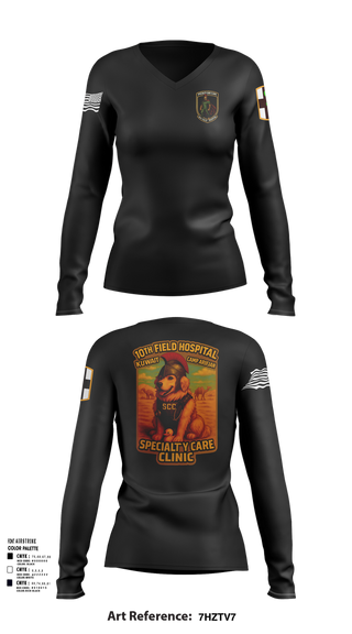 Womens Long Sleeve Vneck Shirt, SCC 10th Field Hospital, , Teamtime, Team time, sublimation, custom sports apparel, team uniforms, spirit wear, spiritwear, sports uniforms, custom shirts, team store, custom team store, fundraiser sports, apparel fundraiser