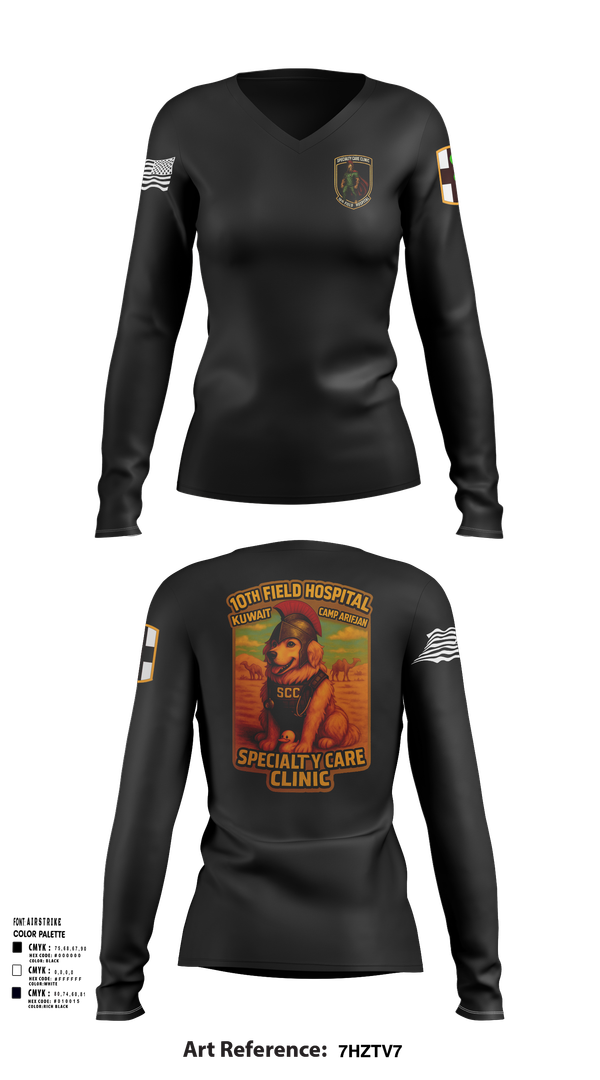 Womens Long Sleeve Vneck Shirt, SCC 10th Field Hospital, , Teamtime, Team time, sublimation, custom sports apparel, team uniforms, spirit wear, spiritwear, sports uniforms, custom shirts, team store, custom team store, fundraiser sports, apparel fundraiser