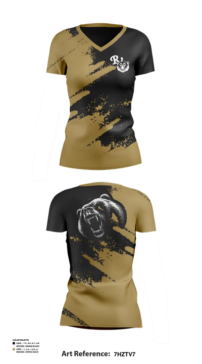 River View Black Bears 82365504 Women's Short Sleeve V-neck Shirt - 3