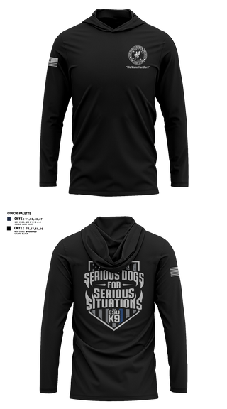 Long Sleeve Hooded Sun Shirt, NYPD ESU K9, Police, Teamtime, Team time, sublimation, custom sports apparel, team uniforms, spirit wear, spiritwear, sports uniforms, custom shirts, team store, custom team store, fundraiser sports, apparel fundraiser