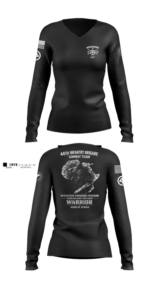 Womens Long Sleeve Vneck Shirt, 44th IBCT, Army, Teamtime, Team time, sublimation, custom sports apparel, team uniforms, spirit wear, spiritwear, sports uniforms, custom shirts, team store, custom team store, fundraiser sports, apparel fundraiser