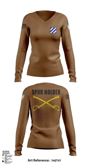 Womens Long Sleeve Vneck Shirt, 5-7 cav, Army, Teamtime, Team time, sublimation, custom sports apparel, team uniforms, spirit wear, spiritwear, sports uniforms, custom shirts, team store, custom team store, fundraiser sports, apparel fundraiser