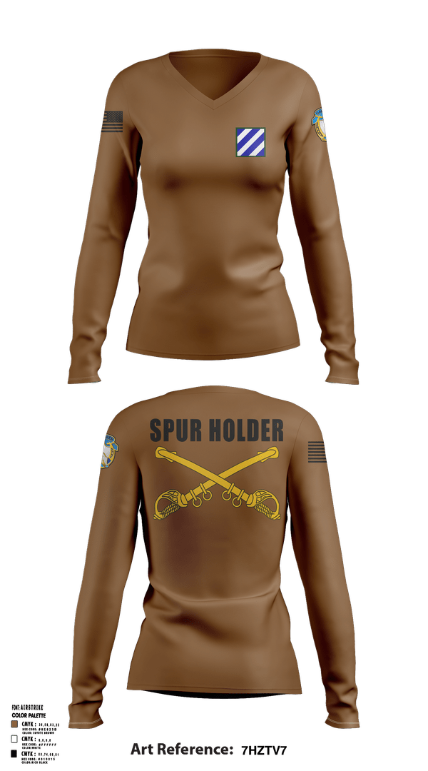 Womens Long Sleeve Vneck Shirt, 5-7 cav, Army, Teamtime, Team time, sublimation, custom sports apparel, team uniforms, spirit wear, spiritwear, sports uniforms, custom shirts, team store, custom team store, fundraiser sports, apparel fundraiser