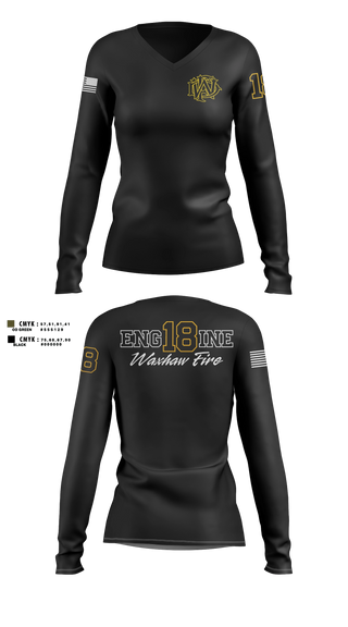 Womens Long Sleeve Vneck Shirt, Waxhaw Fire, Fire Department, Teamtime, Team time, sublimation, custom sports apparel, team uniforms, spirit wear, spiritwear, sports uniforms, custom shirts, team store, custom team store, fundraiser sports, apparel fundraiser