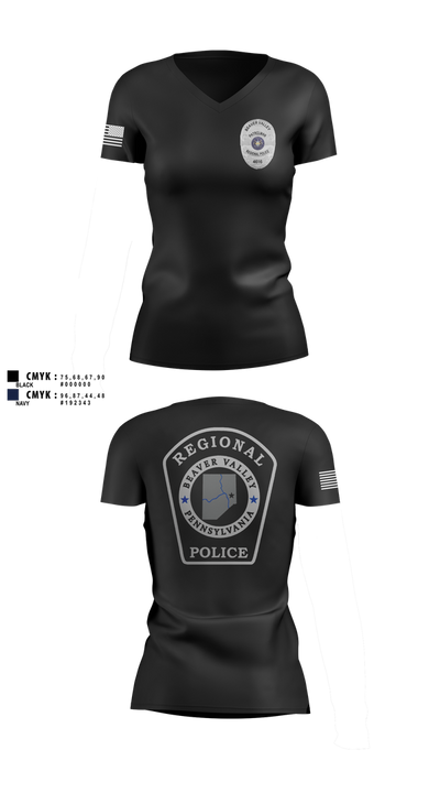 Beaver Valley Regional Police Department  Women's Short Sleeve V-neck Shirt - 1