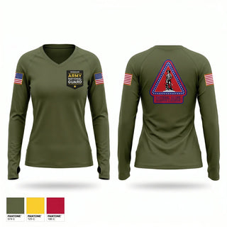 Womens Long Sleeve Vneck Shirt, Missouri Army National Guard Recruiting and Retention Battalion, National Guard, Teamtime, Team time, sublimation, custom sports apparel, team uniforms, spirit wear, spiritwear, sports uniforms, custom shirts, team store, custom team store, fundraiser sports, apparel fundraiser