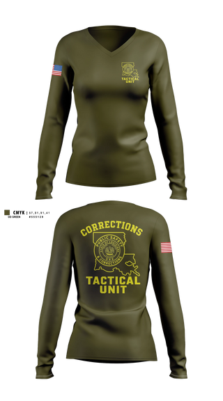 Womens Long Sleeve Vneck Shirt, David Wade Correctional Center, Police, Teamtime, Team time, sublimation, custom sports apparel, team uniforms, spirit wear, spiritwear, sports uniforms, custom shirts, team store, custom team store, fundraiser sports, apparel fundraiser