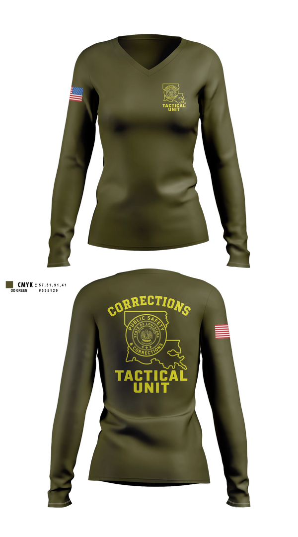 Womens Long Sleeve Vneck Shirt, David Wade Correctional Center, Police, Teamtime, Team time, sublimation, custom sports apparel, team uniforms, spirit wear, spiritwear, sports uniforms, custom shirts, team store, custom team store, fundraiser sports, apparel fundraiser