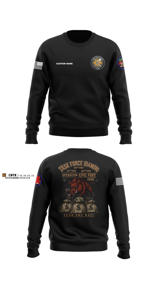 Crew Neck Sweatshirt, 93rd Finance Battalion, National Guard, Teamtime, Team time, sublimation, custom sports apparel, team uniforms, spirit wear, spiritwear, sports uniforms, custom shirts, team store, custom team store, fundraiser sports, apparel fundraiser