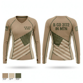 Womens Long Sleeve Vneck Shirt, B CO 3-172 IN (MTN), National Guard, Teamtime, Team time, sublimation, custom sports apparel, team uniforms, spirit wear, spiritwear, sports uniforms, custom shirts, team store, custom team store, fundraiser sports, apparel fundraiser