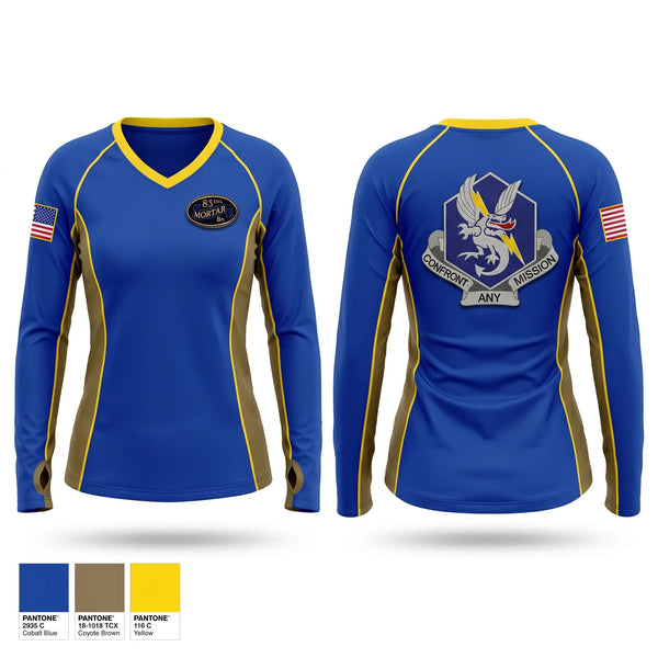 Womens Long Sleeve Vneck Shirt, 83d Chemical Battalion, Army, Teamtime, Team time, sublimation, custom sports apparel, team uniforms, spirit wear, spiritwear, sports uniforms, custom shirts, team store, custom team store, fundraiser sports, apparel fundraiser