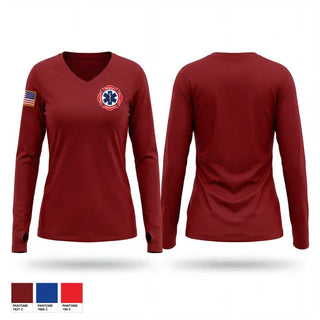 Womens Long Sleeve Vneck Shirt, Windsor Township, Fire Department, Teamtime, Team time, sublimation, custom sports apparel, team uniforms, spirit wear, spiritwear, sports uniforms, custom shirts, team store, custom team store, fundraiser sports, apparel fundraiser