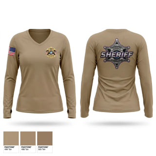 Womens Long Sleeve Vneck Shirt, Mitchell County Sheriff, Police, Teamtime, Team time, sublimation, custom sports apparel, team uniforms, spirit wear, spiritwear, sports uniforms, custom shirts, team store, custom team store, fundraiser sports, apparel fundraiser