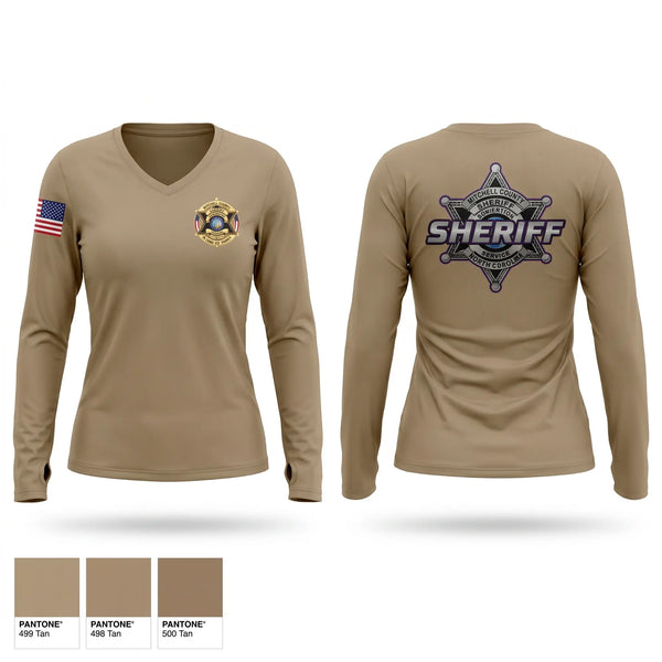 Womens Long Sleeve Vneck Shirt, Mitchell County Sheriff, Police, Teamtime, Team time, sublimation, custom sports apparel, team uniforms, spirit wear, spiritwear, sports uniforms, custom shirts, team store, custom team store, fundraiser sports, apparel fundraiser