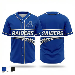Full Button Baseball Jersey, Anamosa Raiders 10U, Baseball, Teamtime, Team time, sublimation, custom sports apparel, team uniforms, spirit wear, spiritwear, sports uniforms, custom shirts, team store, custom team store, fundraiser sports, apparel fundraiser