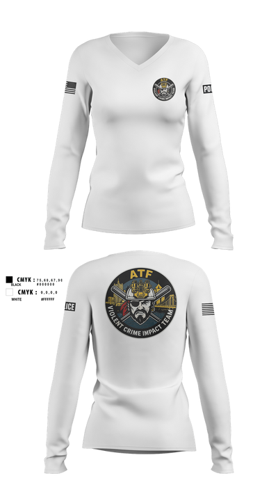 ATF 41951708 Women's Long Sleeve V-neck Shirt - 106