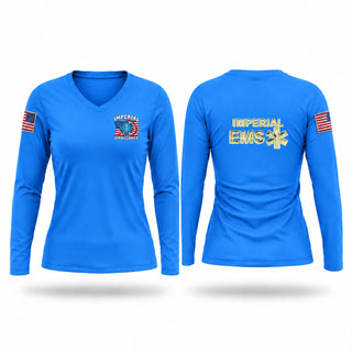 Womens Long Sleeve Vneck Shirt, Imperial Ambulance, EMS/EMT, Teamtime, Team time, sublimation, custom sports apparel, team uniforms, spirit wear, spiritwear, sports uniforms, custom shirts, team store, custom team store, fundraiser sports, apparel fundraiser