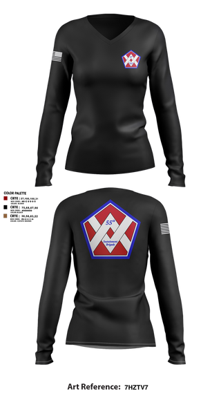 Womens Long Sleeve Vneck Shirt, 55th Sustainment Brigade, , Teamtime, Team time, sublimation, custom sports apparel, team uniforms, spirit wear, spiritwear, sports uniforms, custom shirts, team store, custom team store, fundraiser sports, apparel fundraiser