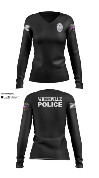 Womens Long Sleeve Vneck Shirt, Whiteville Police Department, Police, Teamtime, Team time, sublimation, custom sports apparel, team uniforms, spirit wear, spiritwear, sports uniforms, custom shirts, team store, custom team store, fundraiser sports, apparel fundraiser