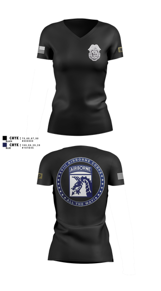 Womens Short Sleeve Vneck Shirt, Fort Bragg Law Enforcement Company, Army, Teamtime, Team time, sublimation, custom sports apparel, team uniforms, spirit wear, spiritwear, sports uniforms, custom shirts, team store, custom team store, fundraiser sports, apparel fundraiser