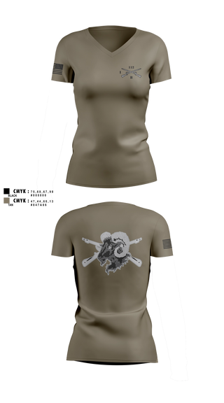 Womens Short Sleeve Vneck Shirt, Blacksheep Company, 1-112th Infantry, Army, Teamtime, Team time, sublimation, custom sports apparel, team uniforms, spirit wear, spiritwear, sports uniforms, custom shirts, team store, custom team store, fundraiser sports, apparel fundraiser