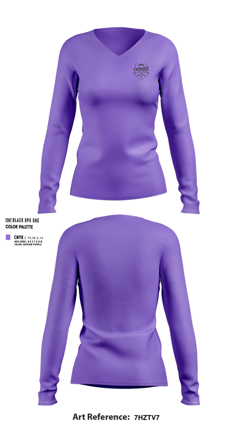 Womens Long Sleeve Vneck Shirt, The Cutwayz Experience, , Teamtime, Team time, sublimation, custom sports apparel, team uniforms, spirit wear, spiritwear, sports uniforms, custom shirts, team store, custom team store, fundraiser sports, apparel fundraiser