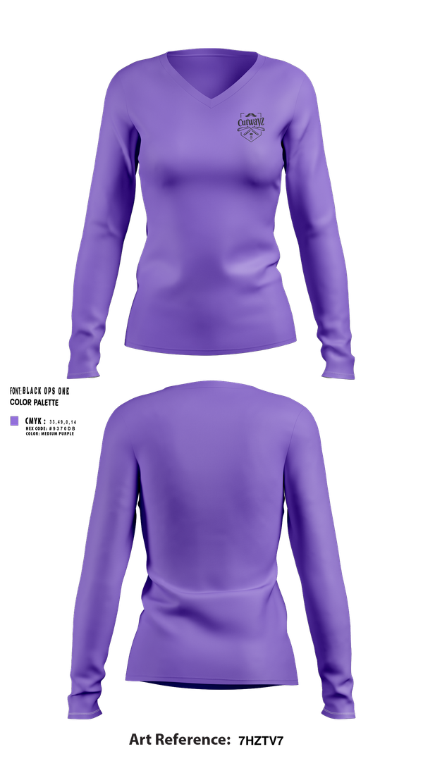 Womens Long Sleeve Vneck Shirt, The Cutwayz Experience, , Teamtime, Team time, sublimation, custom sports apparel, team uniforms, spirit wear, spiritwear, sports uniforms, custom shirts, team store, custom team store, fundraiser sports, apparel fundraiser