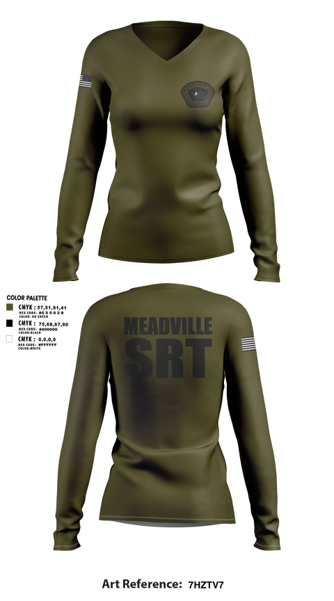 Womens Long Sleeve Vneck Shirt, Meadville SRT, Police, Teamtime, Team time, sublimation, custom sports apparel, team uniforms, spirit wear, spiritwear, sports uniforms, custom shirts, team store, custom team store, fundraiser sports, apparel fundraiser