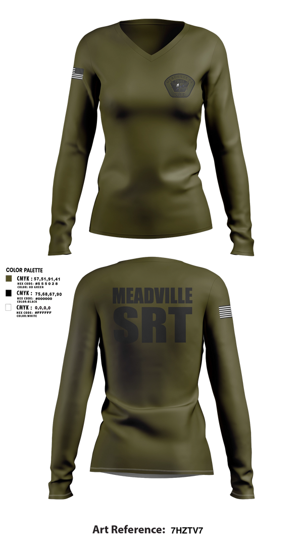 Womens Long Sleeve Vneck Shirt, Meadville SRT, Police, Teamtime, Team time, sublimation, custom sports apparel, team uniforms, spirit wear, spiritwear, sports uniforms, custom shirts, team store, custom team store, fundraiser sports, apparel fundraiser