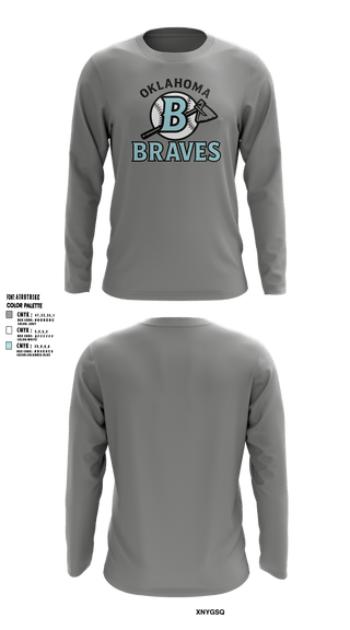Long Sleeve Performance Shirt, Oklahoma Braves, Baseball, Teamtime, Team time, sublimation, custom sports apparel, team uniforms, spirit wear, spiritwear, sports uniforms, custom shirts, team store, custom team store, fundraiser sports, apparel fundraiser
