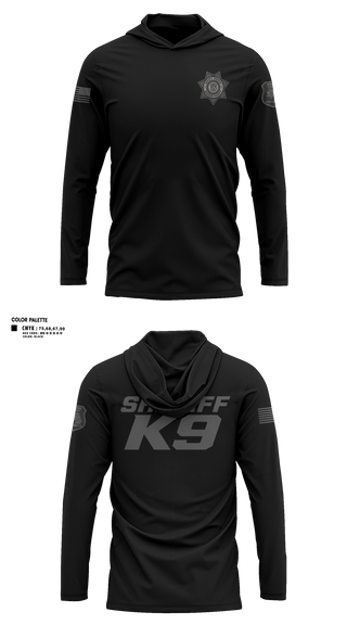 Long Sleeve Performance Shirt with hood, Sheriff K9, Police, Teamtime, Team time, sublimation, custom sports apparel, team uniforms, spirit wear, spiritwear, sports uniforms, custom shirts, team store, custom team store, fundraiser sports, apparel fundraiser