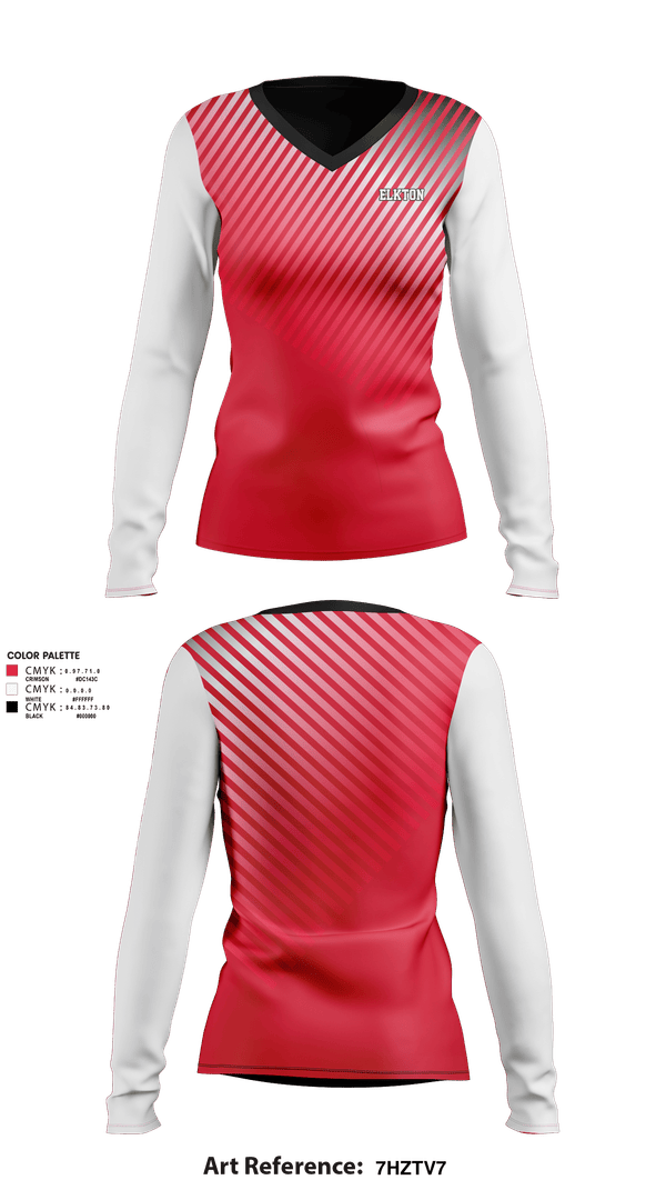 Womens Long Sleeve Vneck Shirt, Elkton, Women's Basketball, Teamtime, Team time, sublimation, custom sports apparel, team uniforms, spirit wear, spiritwear, sports uniforms, custom shirts, team store, custom team store, fundraiser sports, apparel fundraiser