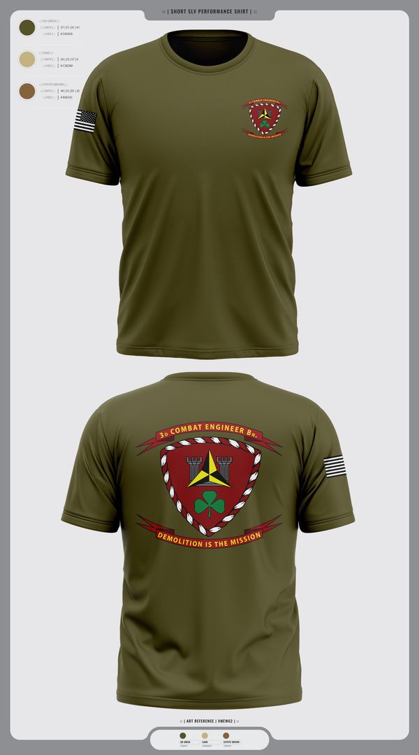 Short Sleeve Performance Shirt, 3d Combat Engineer Battalion, , Teamtime, Team time, sublimation, custom sports apparel, team uniforms, spirit wear, spiritwear, sports uniforms, custom shirts, team store, custom team store, fundraiser sports, apparel fundraiser