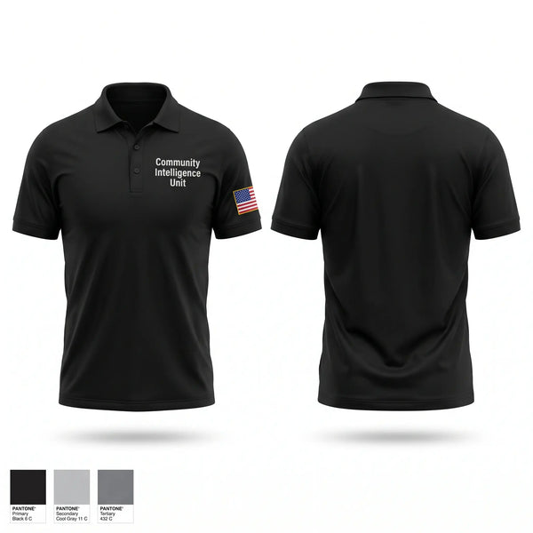 Short Sleeve Performance Polo, Community intelligence unit, , Teamtime, Team time, sublimation, custom sports apparel, team uniforms, spirit wear, spiritwear, sports uniforms, custom shirts, team store, custom team store, fundraiser sports, apparel fundraiser