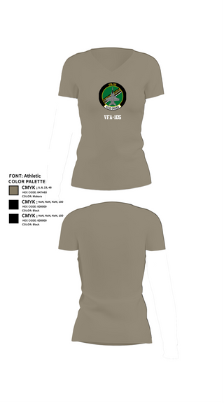 Womens Short Sleeve Vneck Shirt, VFA-105, , Teamtime, Team time, sublimation, custom sports apparel, team uniforms, spirit wear, spiritwear, sports uniforms, custom shirts, team store, custom team store, fundraiser sports, apparel fundraiser