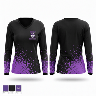 Womens Long Sleeve Vneck Shirt, Elgin Huskies, Wrestling, Teamtime, Team time, sublimation, custom sports apparel, team uniforms, spirit wear, spiritwear, sports uniforms, custom shirts, team store, custom team store, fundraiser sports, apparel fundraiser