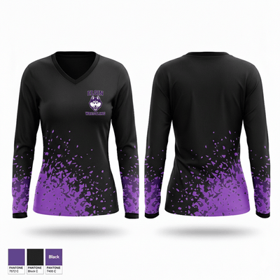 Elgin Huskies 34106074 Women's Long Sleeve V-neck Shirt - 3