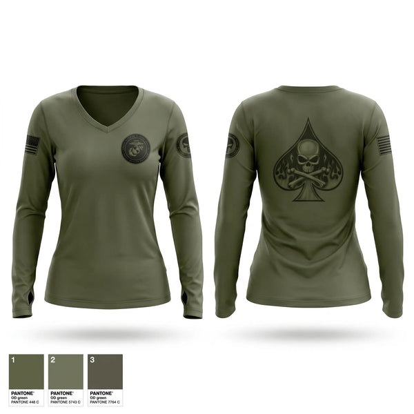 Womens Long Sleeve Vneck Shirt, Force Recon 105 Division, Marines, Teamtime, Team time, sublimation, custom sports apparel, team uniforms, spirit wear, spiritwear, sports uniforms, custom shirts, team store, custom team store, fundraiser sports, apparel fundraiser