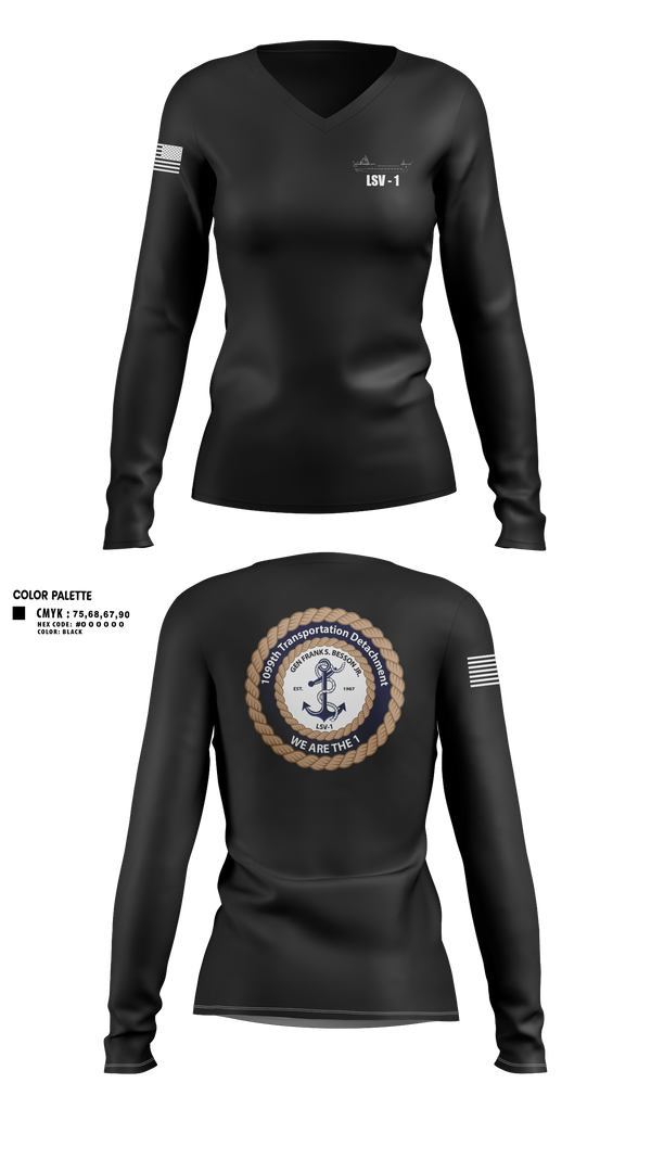 Womens Long Sleeve Vneck Shirt, 1099th TD, Army, Teamtime, Team time, sublimation, custom sports apparel, team uniforms, spirit wear, spiritwear, sports uniforms, custom shirts, team store, custom team store, fundraiser sports, apparel fundraiser